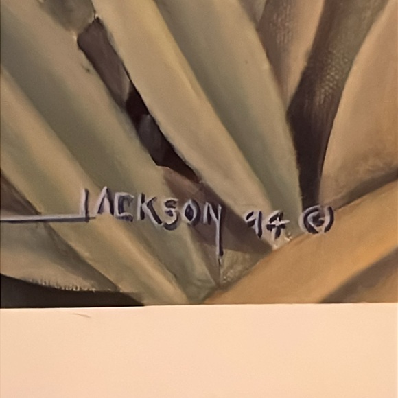 90s 1994 Framed Cat Art with Red Flowers Diana Jackson print - Picture 3 of 8